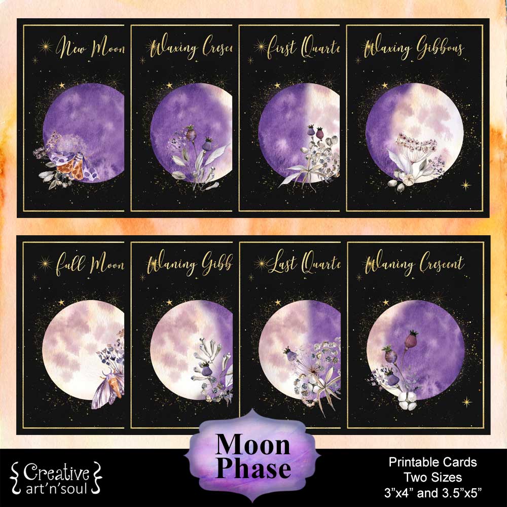Printable Junk Journal Fussycuts, Moon Magic - Creative ArtnSoul