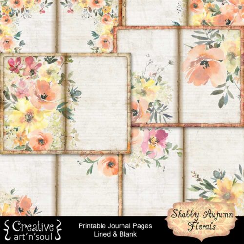 Shabby Autumn Florals Printable Journal Pages