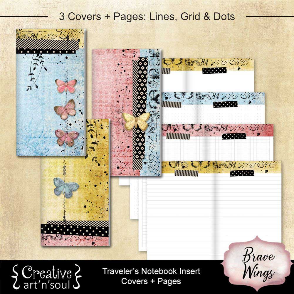 Printable Travelers Notebook Inserts, Brave Wings - Creative ArtnSoul