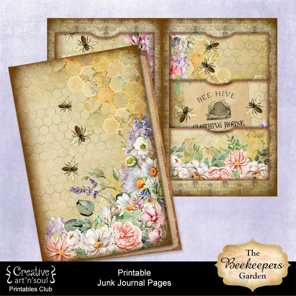 Printable Junk Journal Folder with Pockets, The Beekeeper's Garden