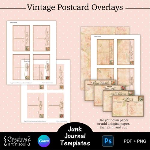Printable Junk Journal Postcard Templates