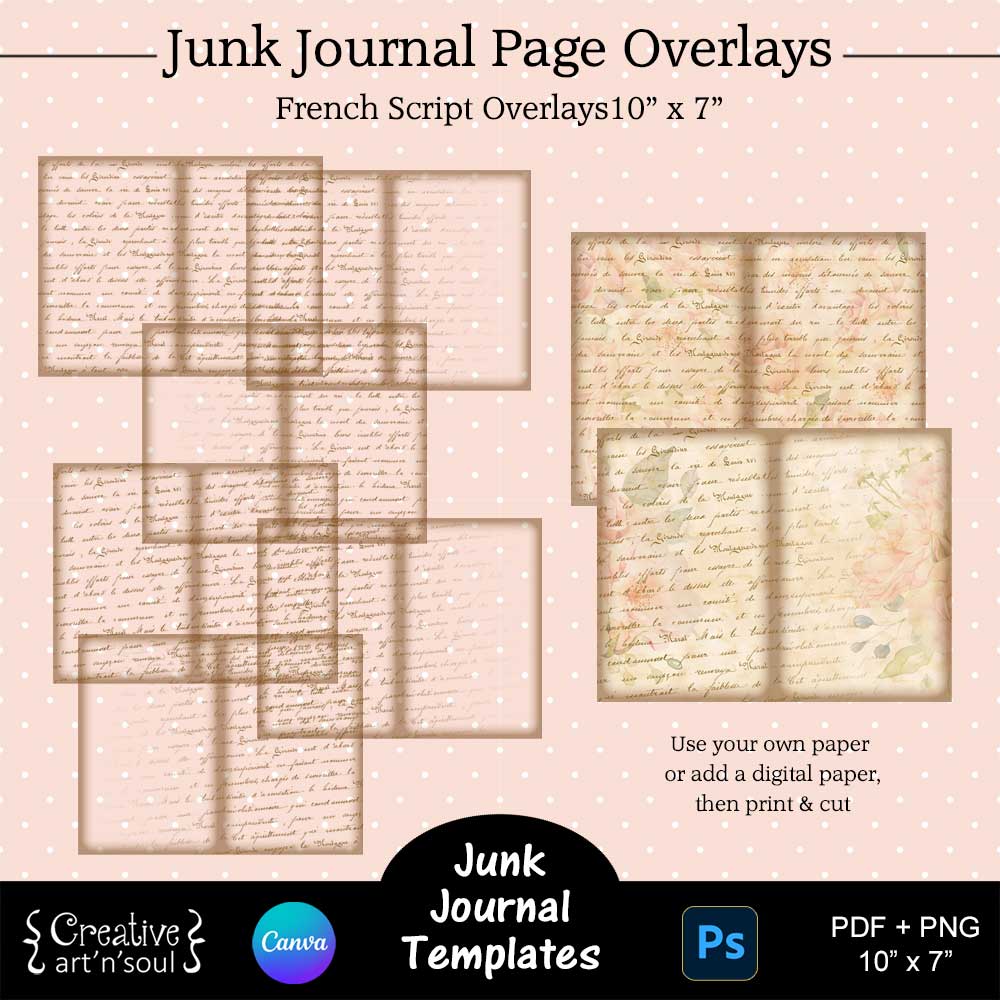 Printable Junk Journal Templates, Tags French Script Overlays - Creative  ArtnSoul