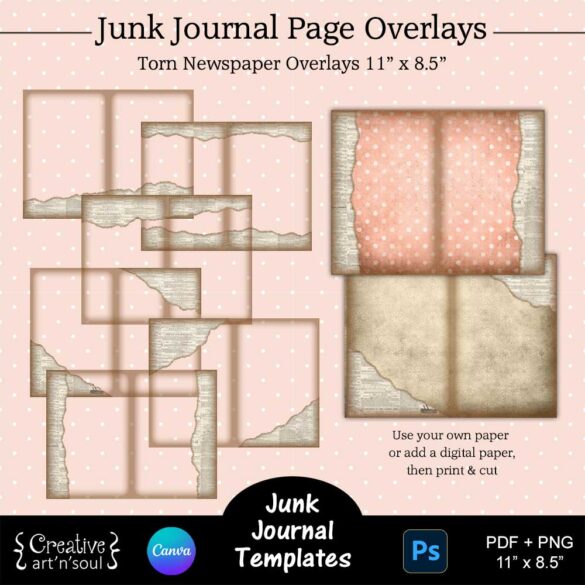 Printable Junk Journal Templates and Overlays - Creative ArtnSoul