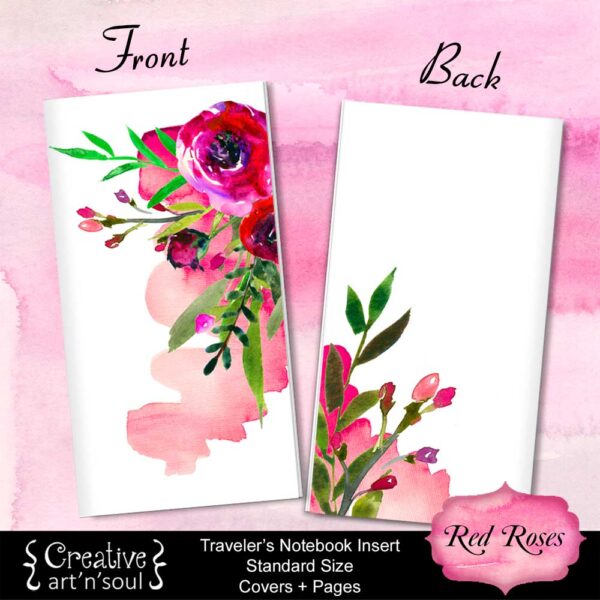 Travelers Notebook Printable Inserts, Red Roses