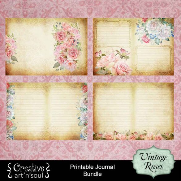 Vintage Roses Printable Junk Journal Bundle - Creative ArtnSoul