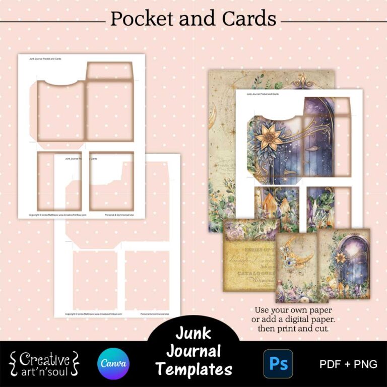 Printable Junk Journal Templates, Pocket and Cards - Creative ArtnSoul