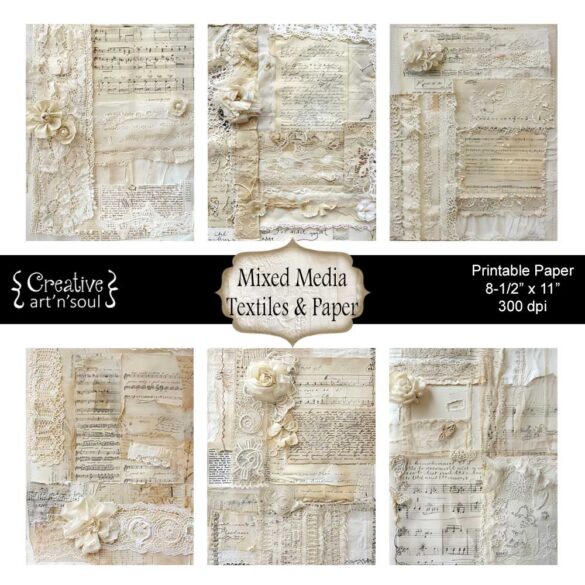 Printable Junk Journal Papers, Mixed Media Textiles & Paper - Creative ...