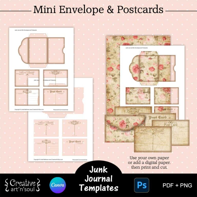 Printable Junk Journal Templates, Mini Envelope and Postcards ...