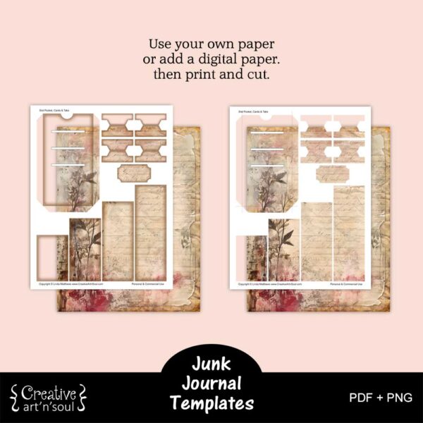 Printable Junk Journal Pocket Templates