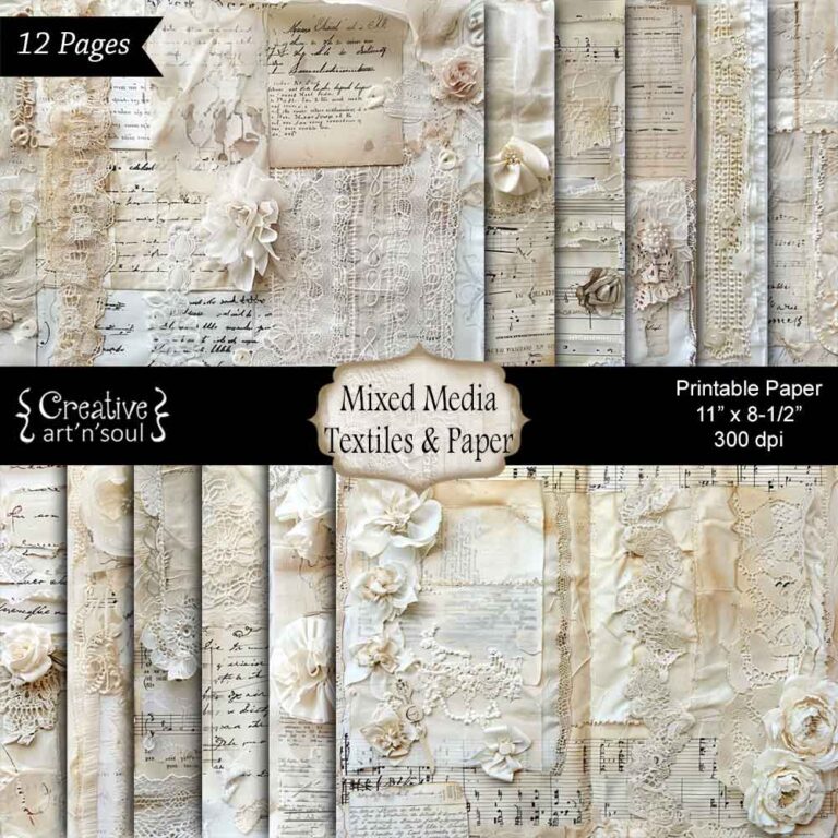 Printable Junk Journal Papers, Mixed Media Textiles & Paper - Creative ...