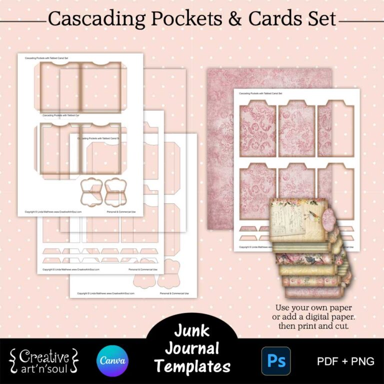 Printable Junk Journal Templates, Cascading Pockets and Cards ...