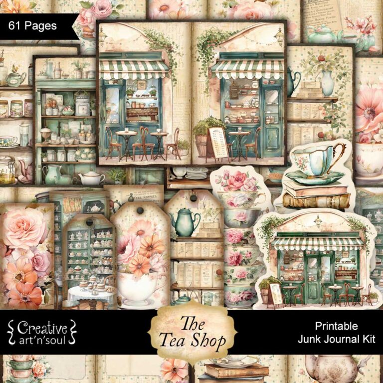 Printable Junk Journal Kit, The Tea Shop - Creative ArtnSoul