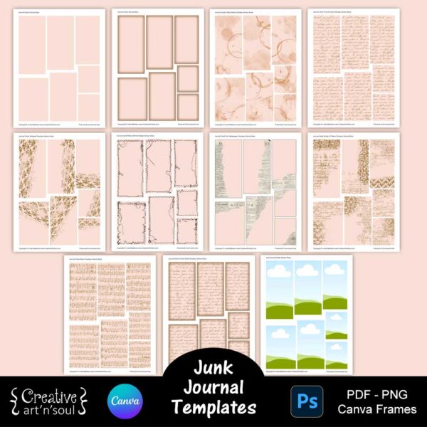 Printable Junk Journal Card Template Bundle