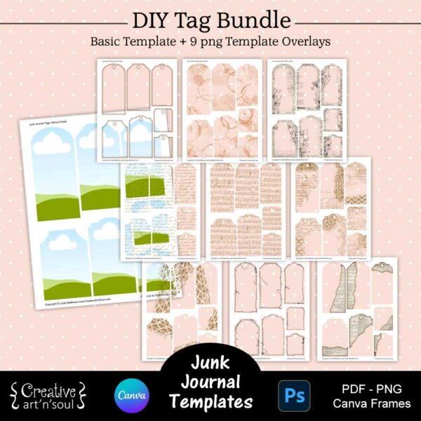 Printable Junk Journal Tag Template Bundle