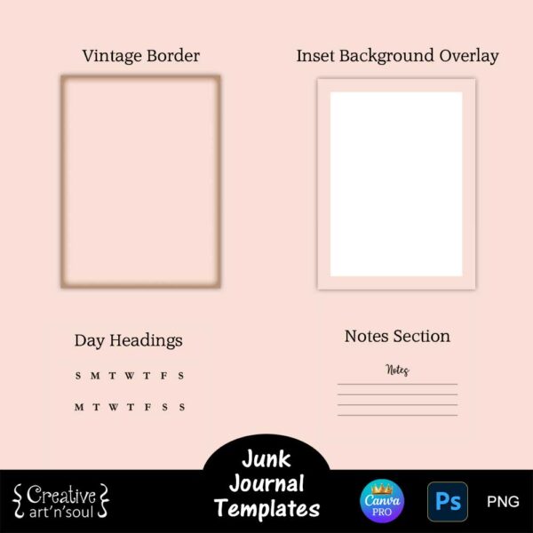 Junk Journal Calendar Cards Template