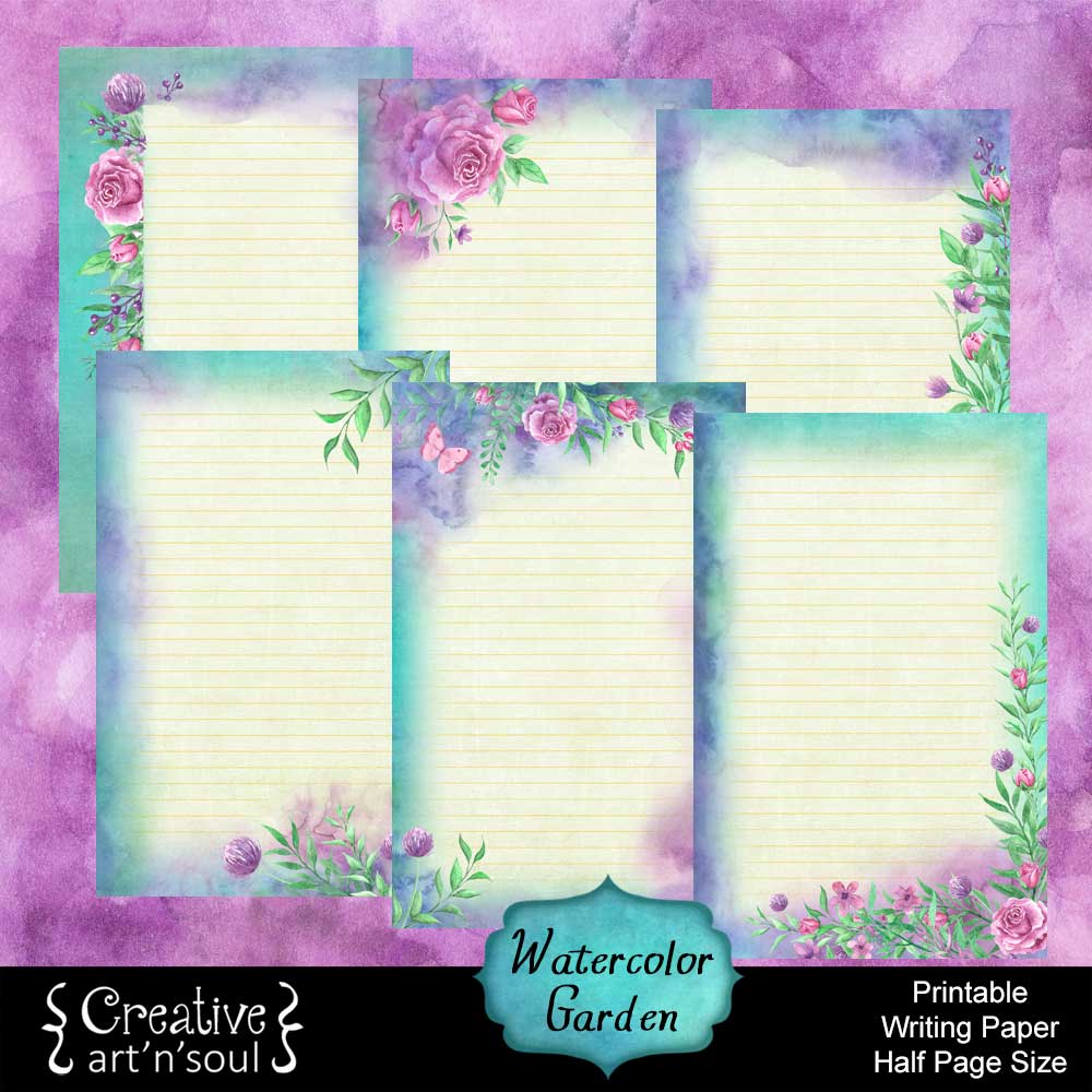 watercolor-garden-printable-writing-paper-half-page-size-creative