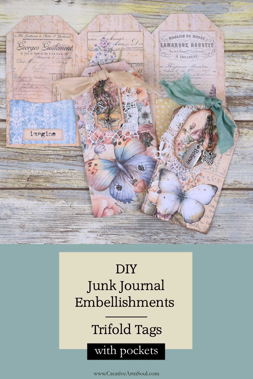 DIY Printable Junk Journal Embellishments: Trifold Tags with Pockets